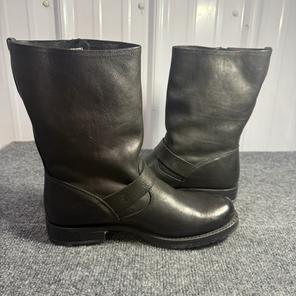 Frye Veronica Shortie Boots Womens 7.5 Black Leather Engineer Moto Biker Harness - Picture 10 of 16